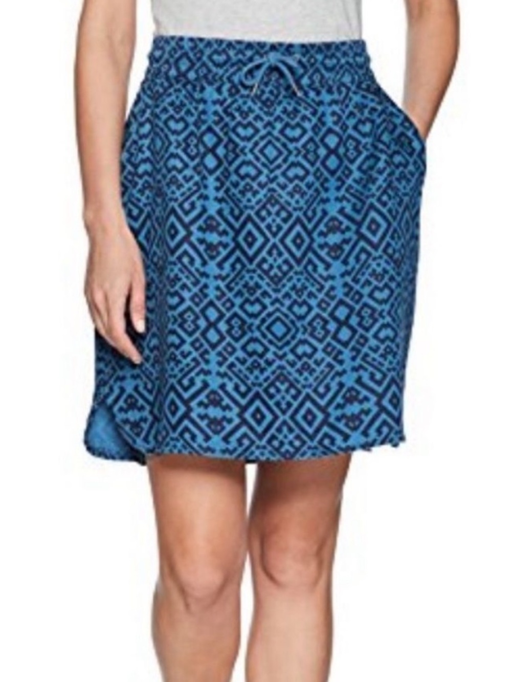 Kavu Sunriver Geometric Print Athletic Mini Skirt In Indigo Blue Size Medium